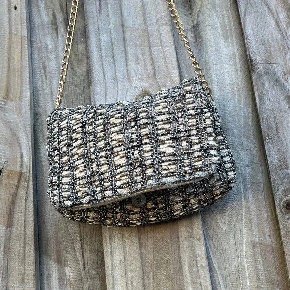 Zara Tweed Chain Shoulder Bag - Picture 4 of 7